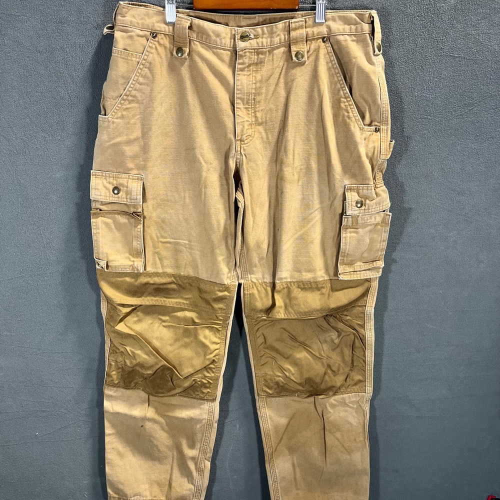 Carhartt Mens Ripstop Cargo Work Pants Tan Double Knee 100233-211 36x32